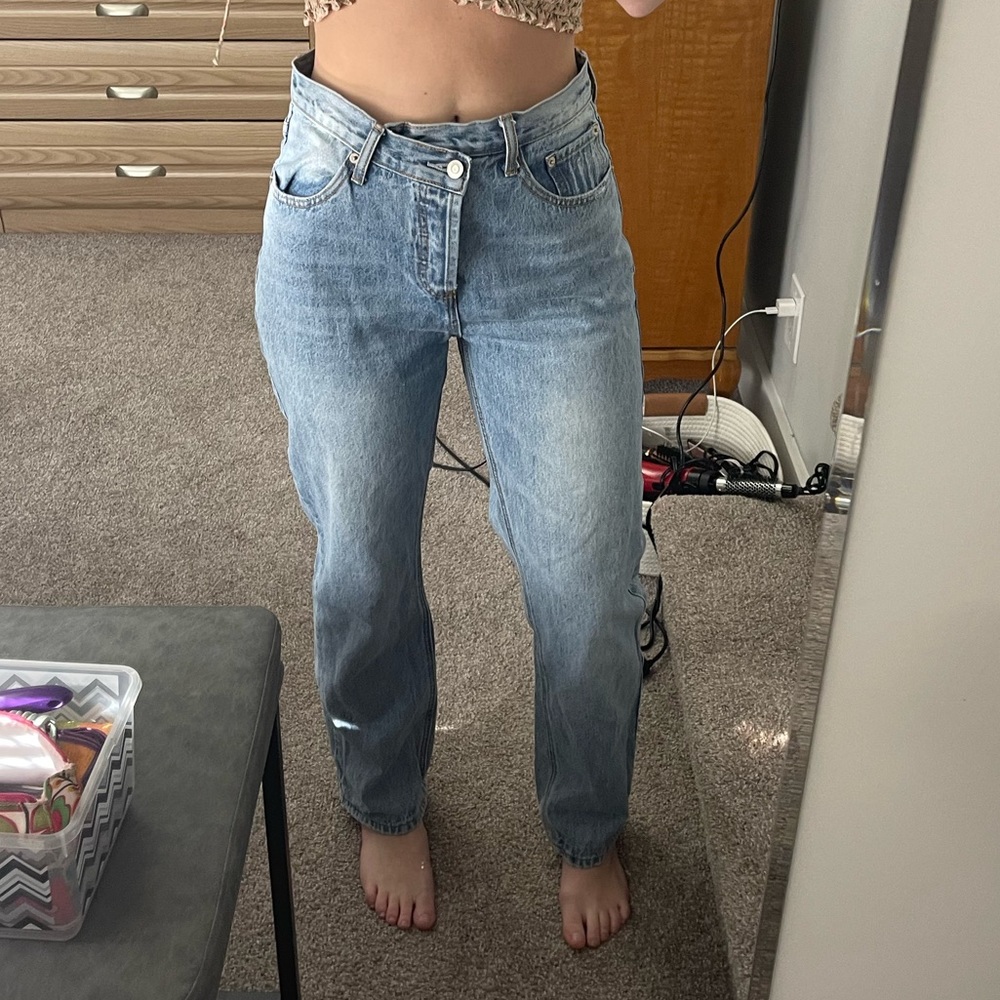 Asymmetrical princess poly denim
